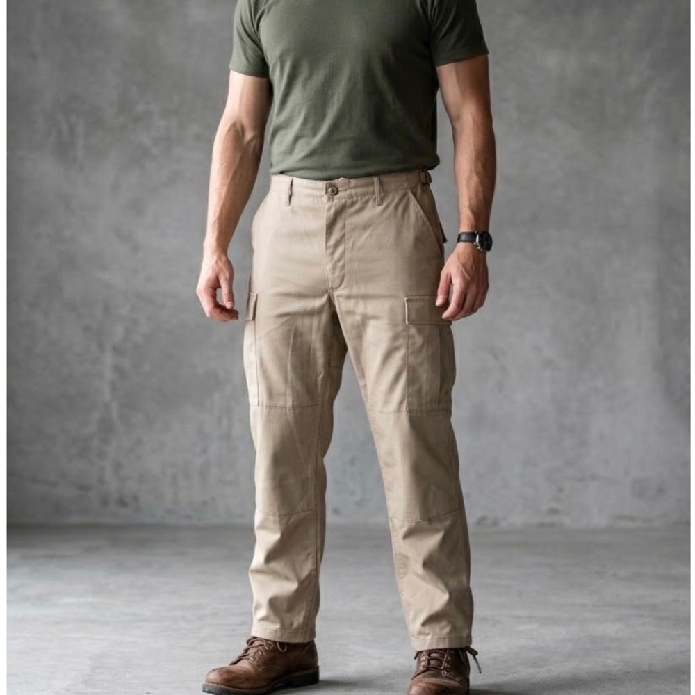Propper Mens BDU Tactical Cargo Pants Khaki Tan Large Regular Button Fly Utility